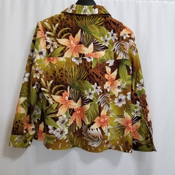 Alia Petite Size 14 Floral Jacket - Green, Brown, Orange - Picture 2 of 12
